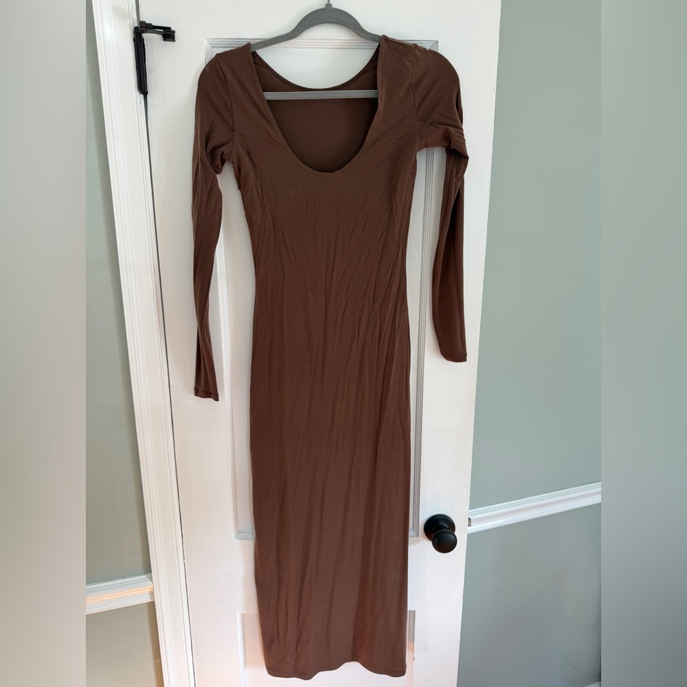 Brown Long Sleeve Dress